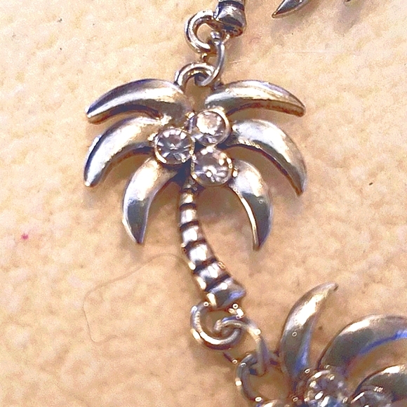 Bracelet silver plated Palm Tree CZ toggle New - Picture 3 of 5